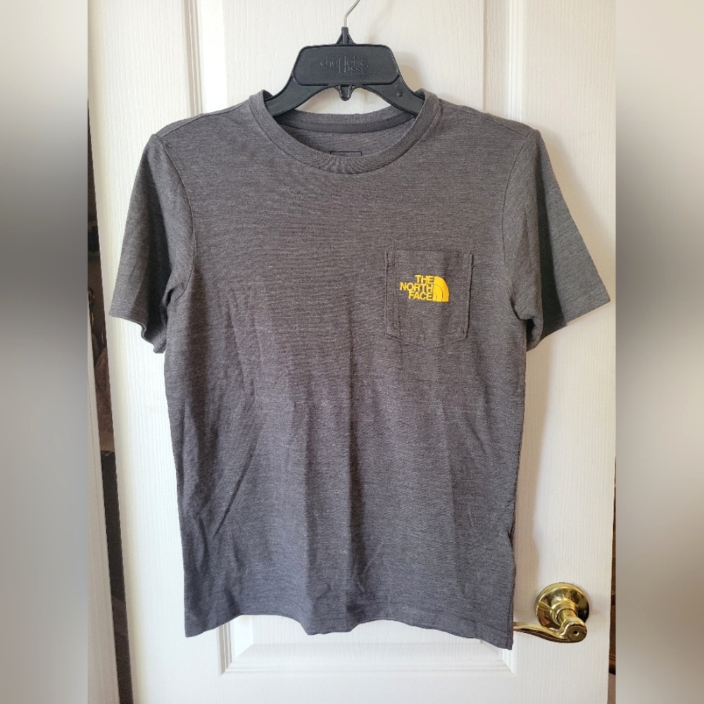 The North Face Boy's Pocket Tee Gray Size Large (14-16) Short Sleeve Shirt